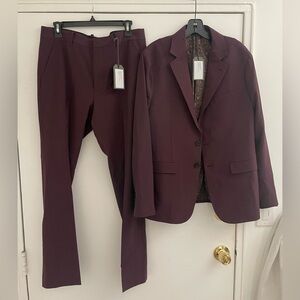 Allsaints Men's Burgundy/Eggplant Suit - 38 jacket, 32 pant
